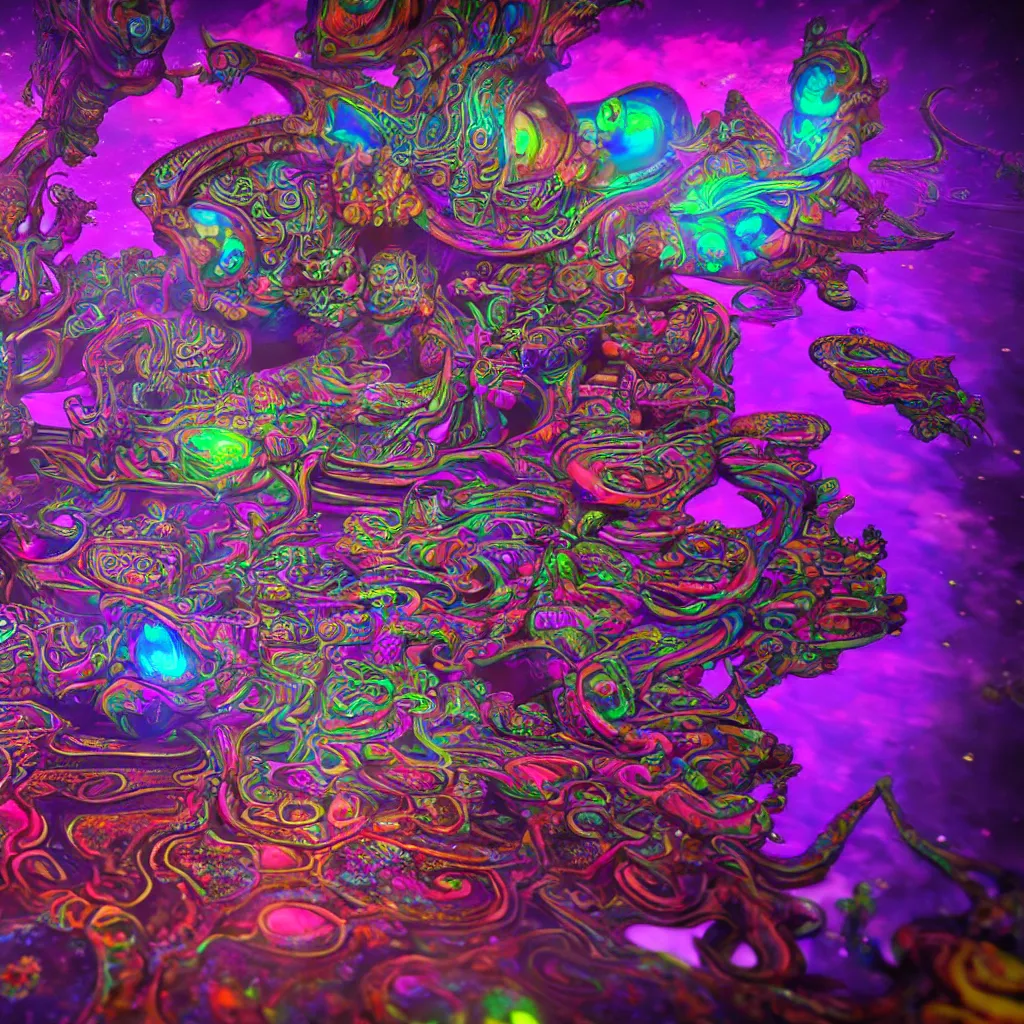 Prompt: psychedelic art, highly detailed, trending on artstation, unreal engine 5