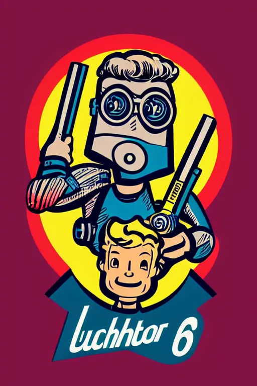 Image similar to fallout 7 6 retro futurist illustration art by butcher billy, sticker, colorful, illustration, highly detailed, simple, smooth and clean vector curves, no jagged lines, vector art, smooth andy warhol style