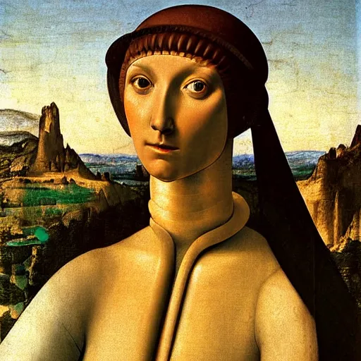 Image similar to a portrait of a female android by giovanni bellini