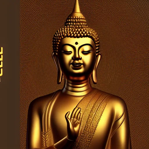 Image similar to highly detailed full body picture of golden Buddha statue, concept art, digital art, studio lightning, bright colors, intricate, masterpiece, photorealistic, hiperrealistic, sharp focus, high contrast, intricate, Artstation HQ, DeviantArt trending, 4k UHD, Unreal Engine 5