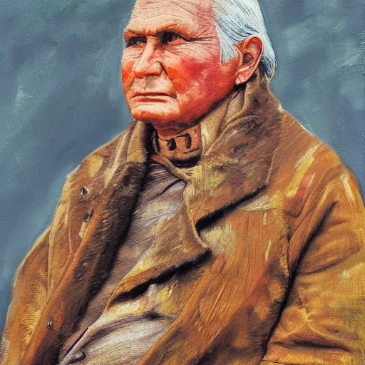 Image similar to painting of chief joseph, in the style of andrew wyeth, award winning, detailed, 4 k, hd