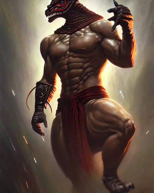 Image similar to goro from mortal kombat fantasy character portrait, ultra realistic, wide angle, intricate details, blade runner artifacts, highly detailed by peter mohrbacher, boris vallejo, hajime sorayama aaron horkey, gaston bussiere, craig mullins