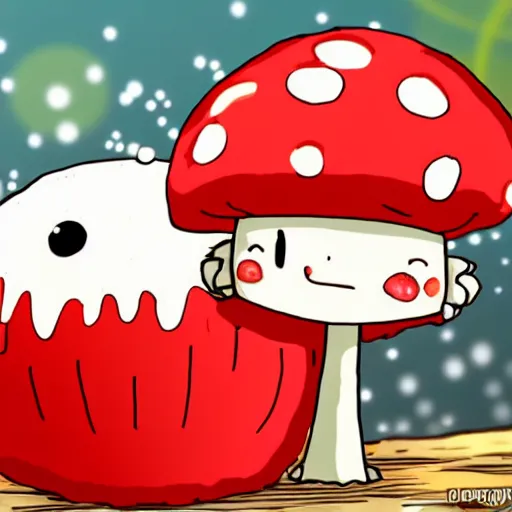 Prompt: cute chibi fly agaric,japanese cute anime style