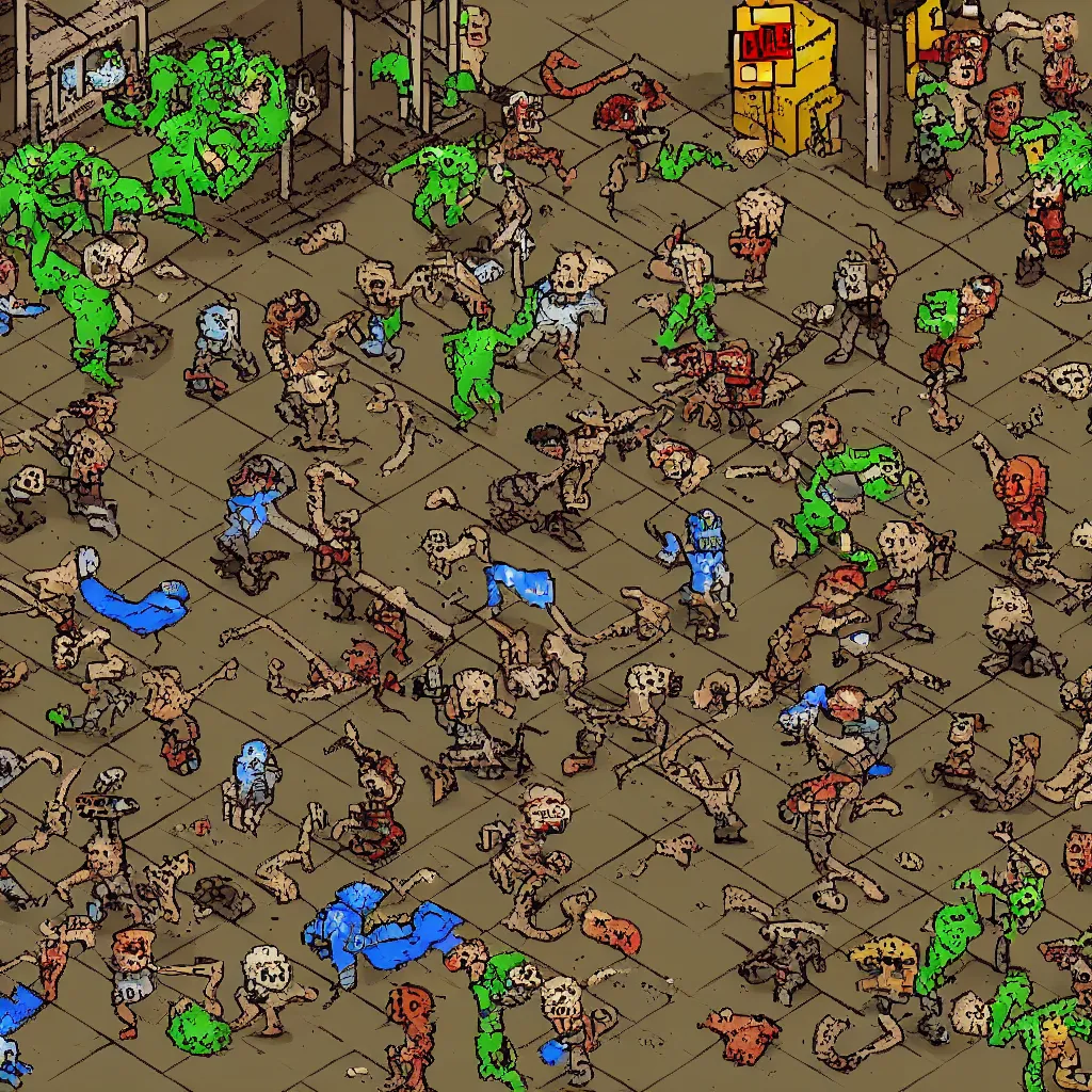 Image similar to man vs zombie mutant rats, retro pixel art game cover art,