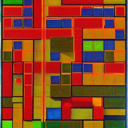 Prompt: a painting of tetris art by monet