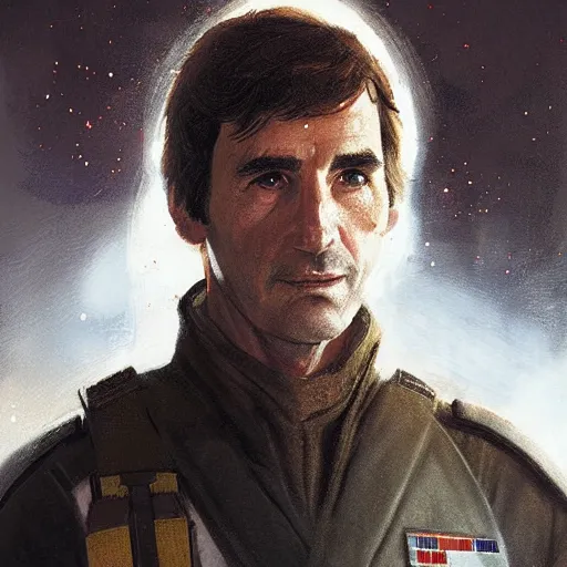 Image similar to portrait of a man by greg rutkowski, wedge antilles, star wars expanded universe, he is about 7 0 years old, wearing general ´ s uniform of the galactic alliance, digital painting, artstation, concept art, smooth, sharp foccus ilustration, artstation hq