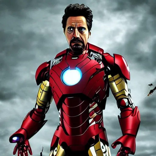 Prompt: Iron Man as a zombie in walking dead Digital art clean 4K quality photo realistic