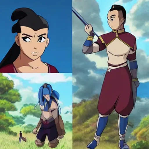 Image similar to sokka from avatar meets callum from the dragon prince, the style of bnha