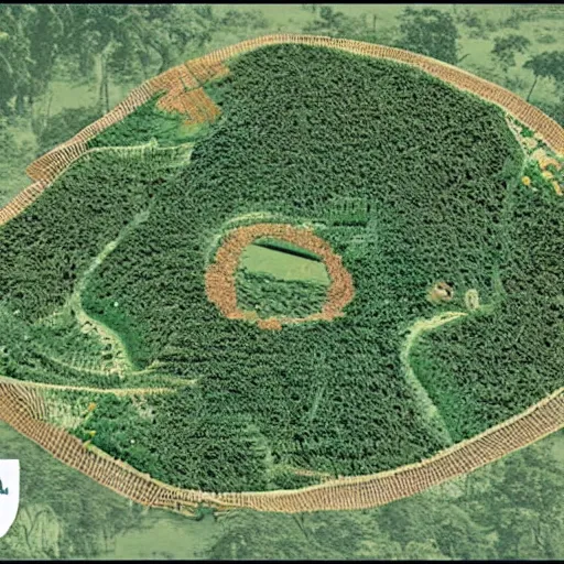 Image similar to a illustration of an architectural plan view of a labyrinth of the deforestation in amazona crisis