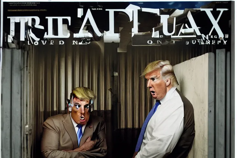 Image similar to Still of donald trump and alex jones in jail, photograph, natural light, sharp, detailed face, magazine, press, photo, Steve McCurry, David Lazar, Canon, Nikon, focus