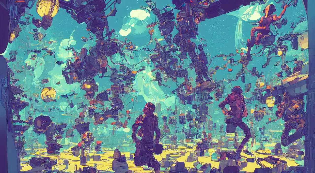 Image similar to vector cutout bazaar zouk oriantal multicolorful sky shine place mosquet painting stylized digital illustration video game icon global illumination ray tracing in borderlands by victo ngai, andreas rocha, john harris and feng zhu and loish and laurie greasley