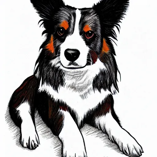 Image similar to australian shepard drawn by neil gaiman