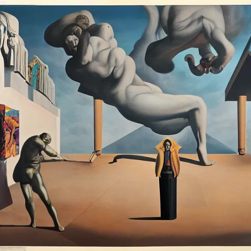 Image similar to problem of evil, godless, symbolic, freudian, by dali and de chirico and magritte and paula rego and neo rauch