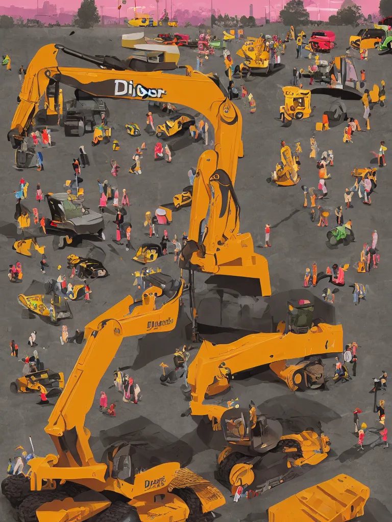 Image similar to poster for the diggerfest festival, digger diggers, y 2 k girl, 8 k, high detail, trendy, photorealism, center of focus, rule of thirds, composition, y 2 k aesthetic!!!