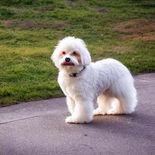 Prompt: a cream-colored Havanese dog dressed Godzilla, Leica 35mm, 4K