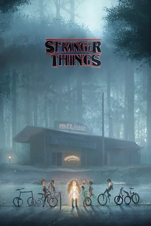 Image similar to an environmental concept art of stranger things, highly detailed, environmental light, cinematic by francis tneh