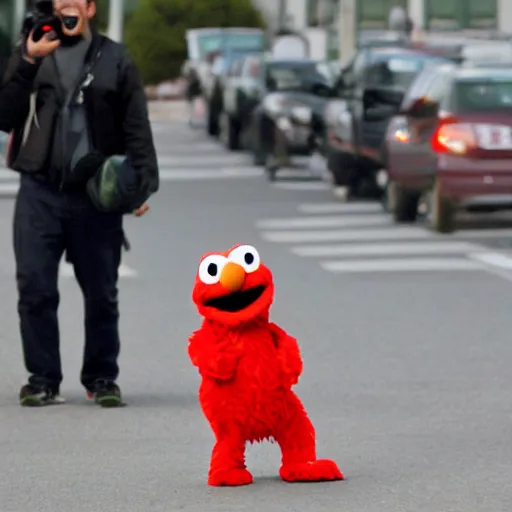 Image similar to elmo caught by paparazzi