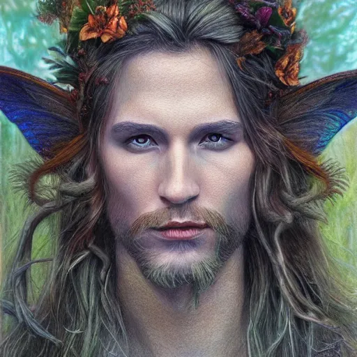hyper realistic color pencil drawing of a male fairy Stable Diffusion