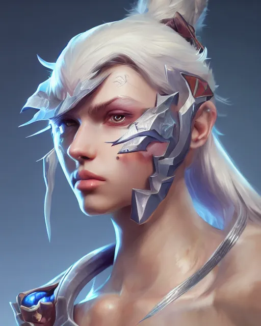 Image similar to league of legends portrait, au naturel, hyper detailed, digital art, trending in artstation, cinematic lighting, studio quality, smooth render, unreal engine 5 rendered, octane rendered, art style by klimt and nixeu and ian sprigger and wlop and krenz cushart.