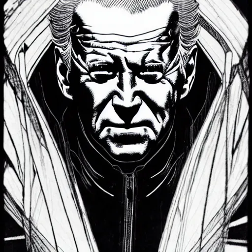 Image similar to Joe Biden looking sinister, by Tsutomu Nihei, highly detailed