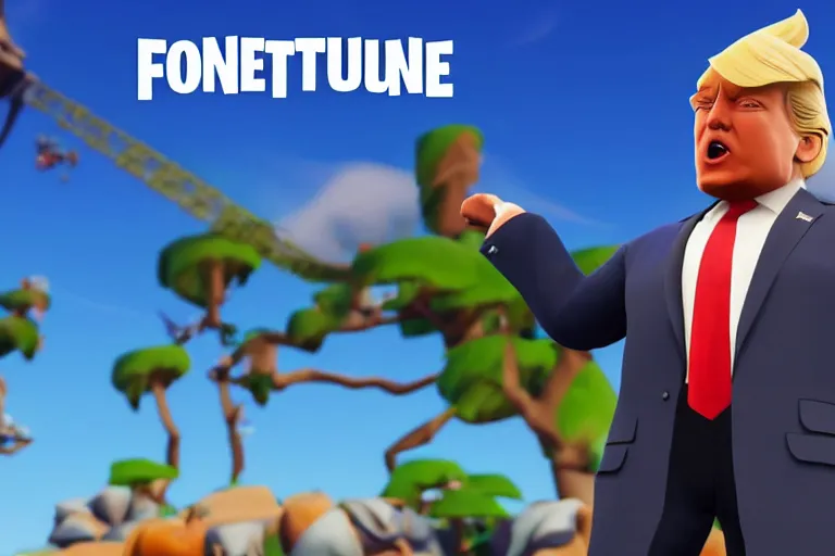 Prompt: Donald trump in Fortnite, skin selection screen, screenshot