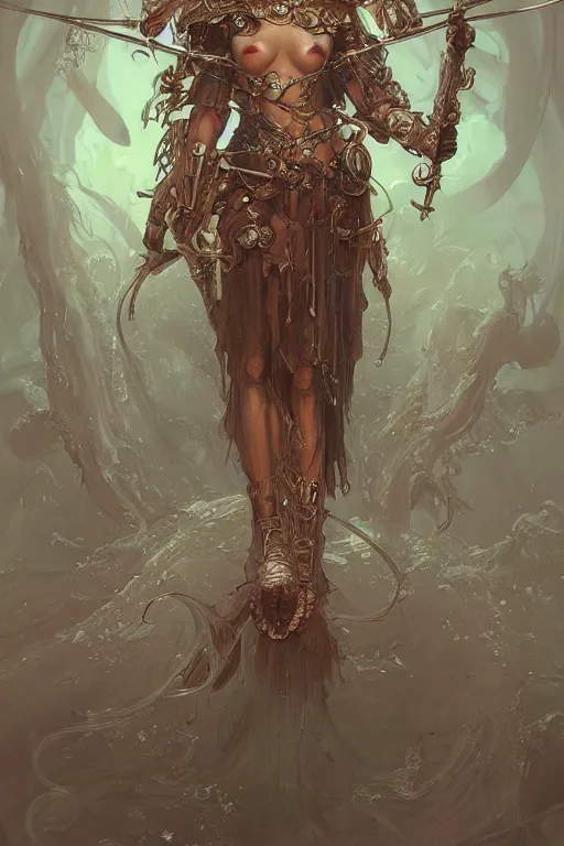 Prompt: a anthropomorphic jellyfish warrior, D&D, fantasy, intricate, highly detailed, digital painting, artstation, concept art, smooth, sharp focus, illustration, art by artgerm and greg rutkowski and alphonse mucha