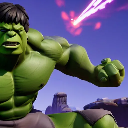 Image similar to hulk in fortnite, 4 k, high detail, high - resolution photograph, professional photography, ultra - detail