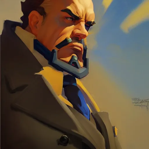 Prompt: greg manchess portrait painting of banker as overwatch character, medium shot, asymmetrical, profile picture, organic painting, sunny day, matte painting, bold shapes, hard edges, street art, trending on artstation, by huang guangjian and gil elvgren and sachin teng