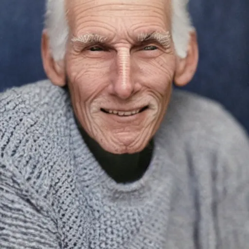 Image similar to A photograph of old Jerma985 in his eighties who looks like Jerma985 wearing a sweater in the 2010s, Jerma985, looks like Jerma985, taken in the late 2010s, taken on a 2010s Camera, realistic, hyperrealistic, very realistic, highly detailed, very detailed, extremely detailed, detailed, digital art, trending on artstation, headshot and bodyshot, detailed face, very detailed face