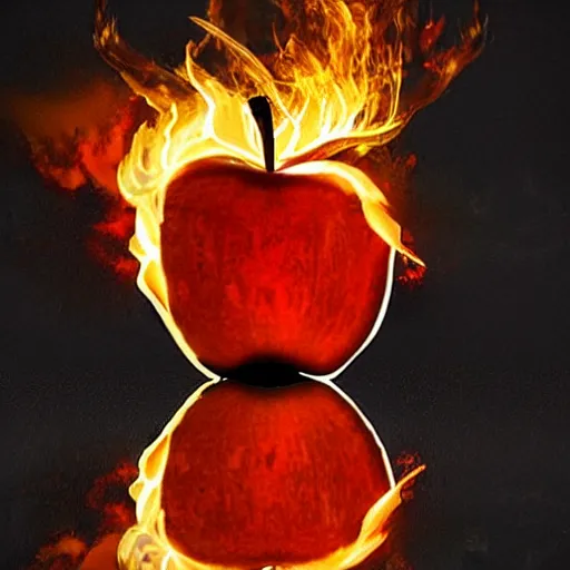 Prompt: apple made of fire