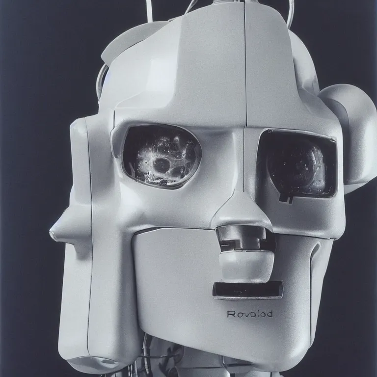 Image similar to 1 9 8 0 s robot super close up portrait, highly detailed, photorealistic, film still, by richard avedon