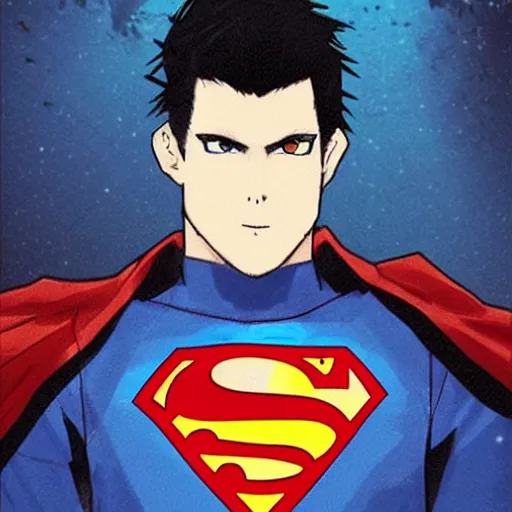 Prompt: a black haired blue eyed teen boy in a punk outfit. Leather jacket. Patches. Spiked shoulder pads. Superboy. 90’s superboy. Superman. By Repin. By Makoto shinkai. Artgerm.