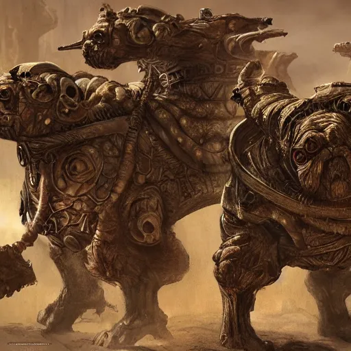 Image similar to pugs in a princess of mars, intricate detail, royo, vallejo, frazetta, giger, whealan, hd, unreal engine,