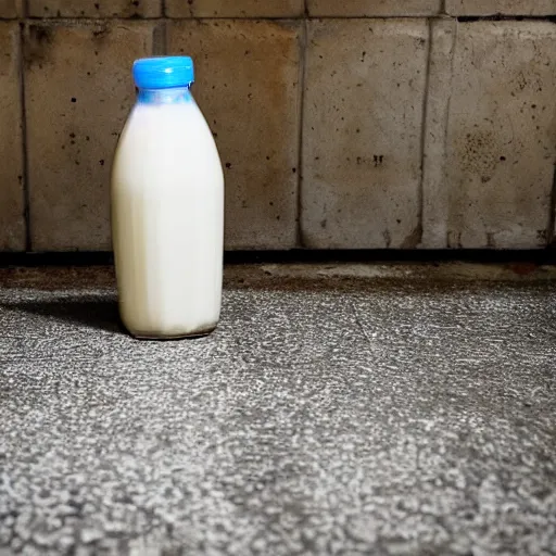 Image similar to bottle of milk in the floor inside a jailcell behind bars