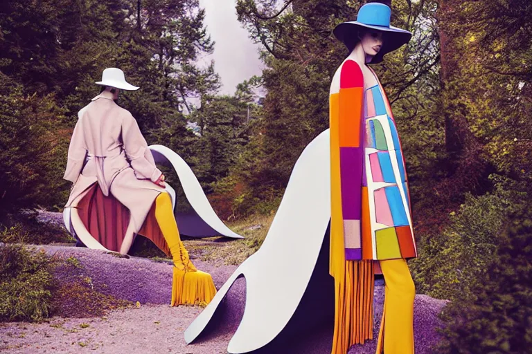 Image similar to fashion editorial in a world inspired by jean giraud moebius, photographed by julia hetta