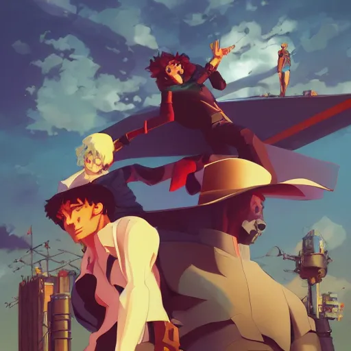 Image similar to hero world cowboy bebop, behance hd by jesper ejsing, by rhads, makoto shinkai and lois van baarle, ilya kuvshinov, rossdraws global illumination