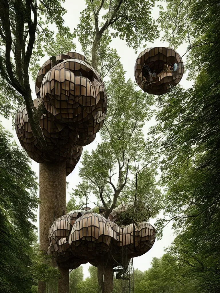 Prompt: stunning treehouse by gregory crewdson, victor enrich, mc escher thomas heatherwick dan hillier