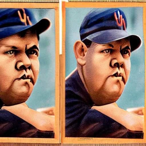 Prompt: Modern photo of Babe Ruth, portrait, 8k