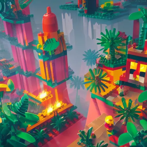 Prompt: magical lego jungle, sharp focus, james gilleard, moebius, print, game concept art