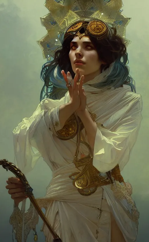 Image similar to the personification of judaism, highly detailed, digital painting, artstation, concept art, sharp focus, illustration, art by greg rutkowski and alphonse mucha