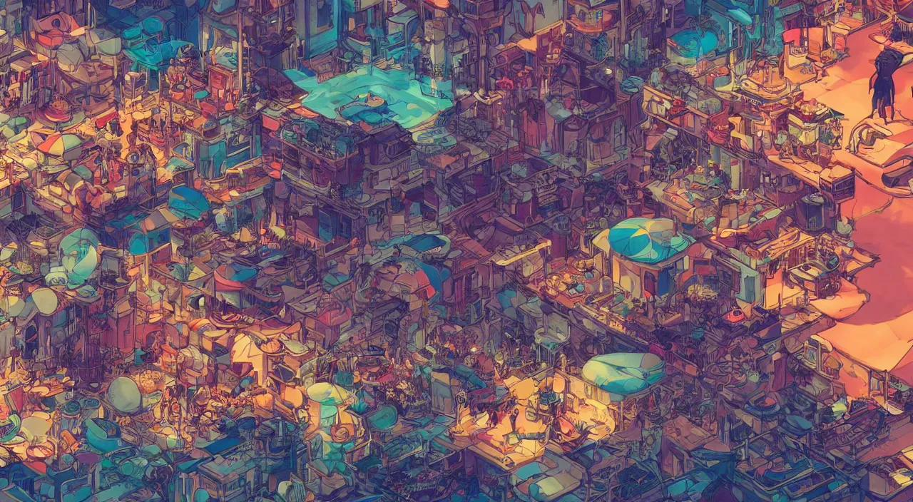 Image similar to vector cutout bazaar zouk oriantal multicolorful sky shine place mosquet painting stylized digital illustration video game icon global illumination ray tracing in borderlands by victo ngai, andreas rocha, john harris and feng zhu and loish and laurie greasley