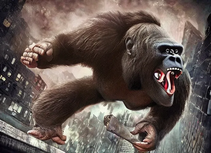 Image similar to An king Kong rage on street