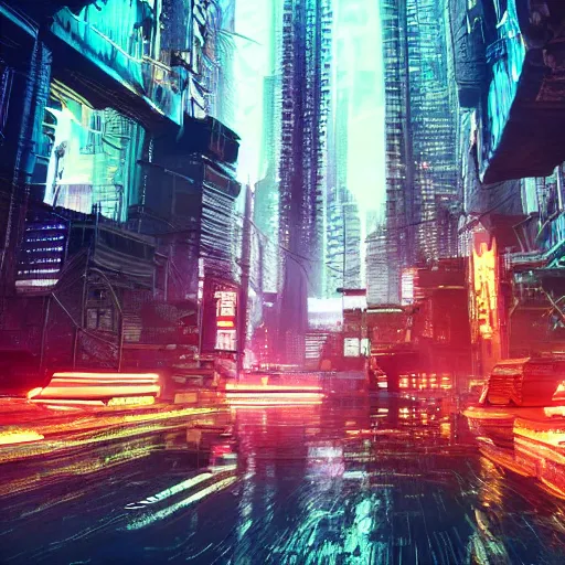 Image similar to Cyberpunk city in a bamboo forest, neon, moody, Digital art, HD, unreal engine, artstation trending, highly detailed