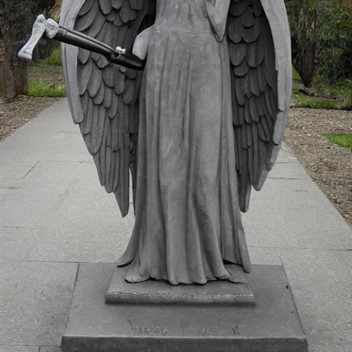 Prompt: A Weeping Angel from Doctor Who holding a giant scythe
