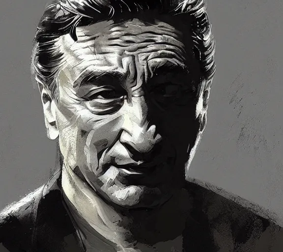 Image similar to a hyper-detailed painting of Robert DeNiro by Craig Mullins