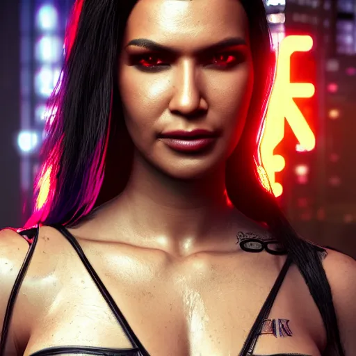 Prompt: naya rivera portrait, cyberpunk 2 0 7 7, cyberpunk judy alvarez, photorealistic, ultra detailed, neon, octane, bokeh, cinematic lighting, cyber, cyberpunk city, studio quality, feature, scars, cyberface, 8 k