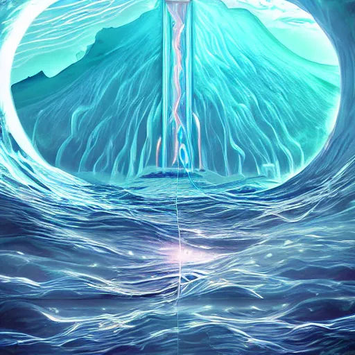 Image similar to a portal to another dimension in the sea,digital art