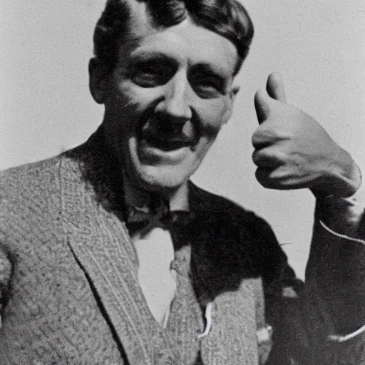 Image similar to photograph of wilson giving a big thumbs up to the camera