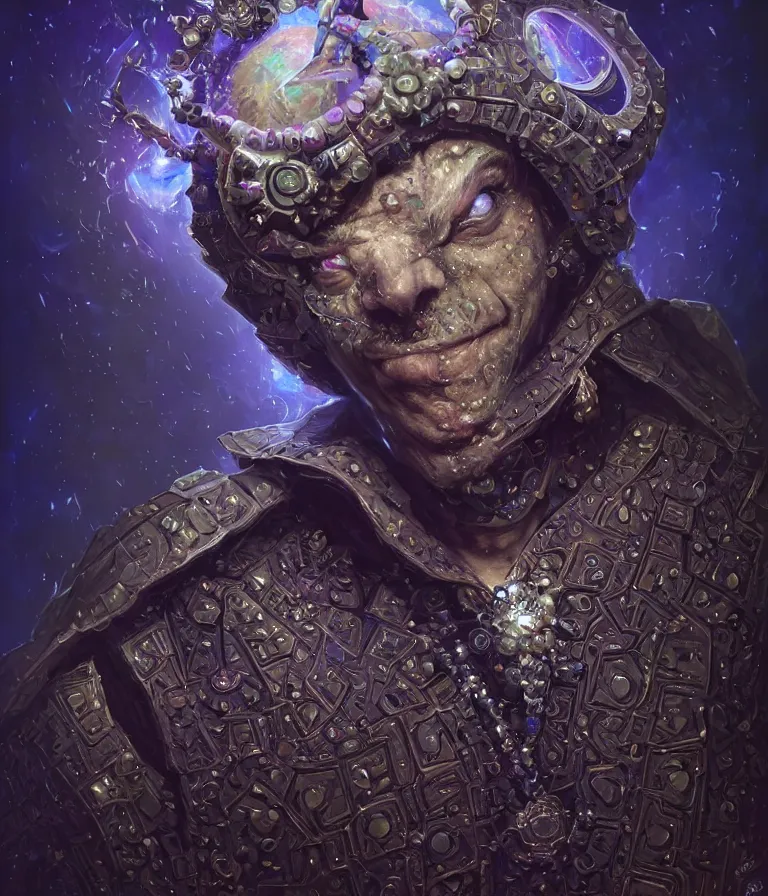 Image similar to front!!! shot of a court jester!!! character, mesmerizing fractal hypercubes, dark holography!!!, future, metallic galactic, crystalline edges, polygonal, elegant, highly detailed, centered, (((artstation, concept art, jagged, sharp focus, artgerm, Tomasz Alen Kopera, Peter Mohrbacher, donato giancola, Joseph Christian Leyendecker, WLOP, Boris Vallejo))), ((raytracing)), mugshot!!!!!, ugly!!!!!!, octane render, nvidia raytracing demo, octane render, nvidia raytracing demo, octane render, nvidia raytracing demo, 8K