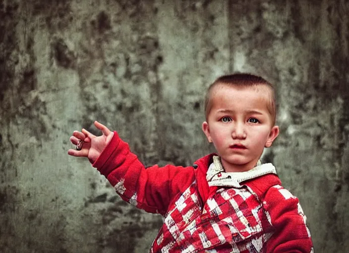 Image similar to professional fine details photo portrait of kid from kazan, tatarstan kid in the postsoviet suburbia, iphone detailed photo, instagram